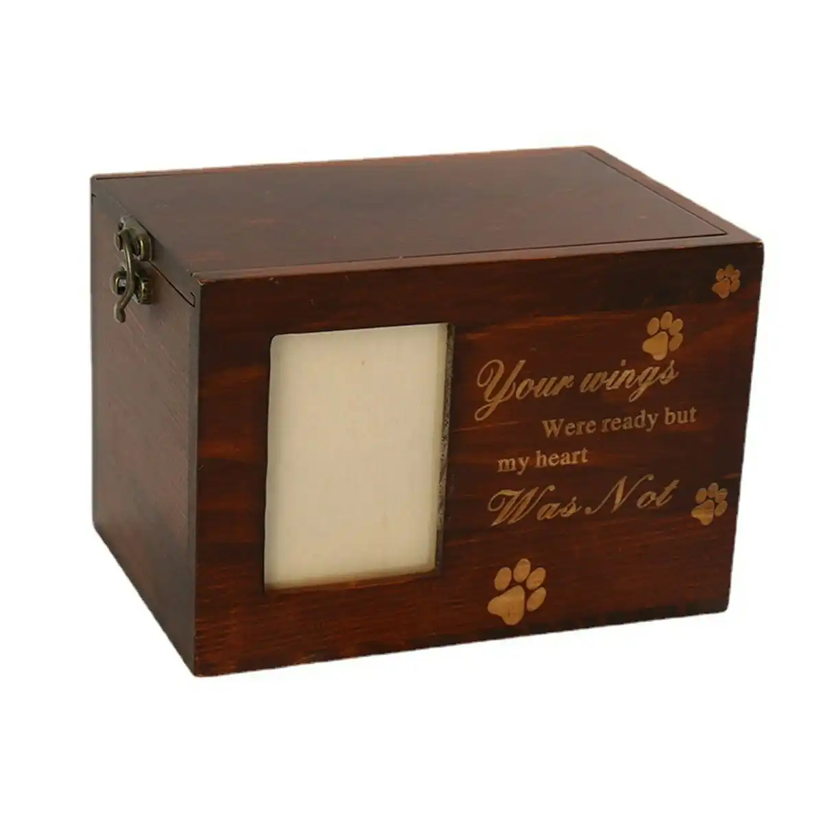 1x Wooden Pet Memorial Urn For Ashes With Photo Frame Cat/Dog Memory Box Keepsak