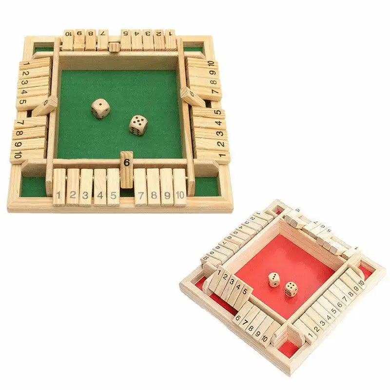 Shut The Box Game Wooden Board Number Drinking Dice Toy Family Traditional Au Dm