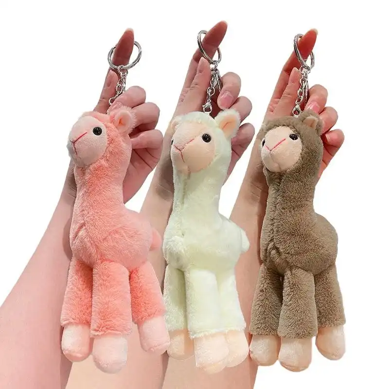 Cute Mini Alpaca Soft Plush Stuffed Doll Toys Keychain Cartoon Bag Pendant
