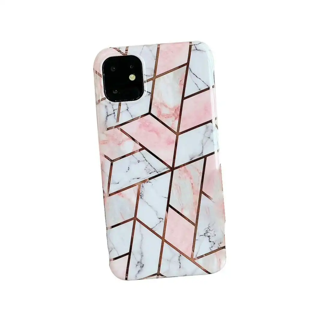 White Geometric Marble Case for iPhone 13 12 11 Pro Max XR XS 8 Shockproof Silicone