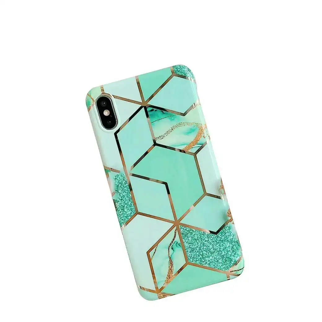 Green Case for iPhone 14 13 12 11 Pro Max XR XS Marble Phone Shockproof Cover Silicone