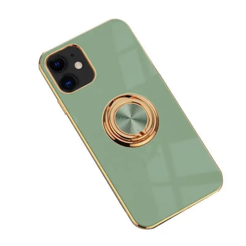 Fruit Green Luxury Shockproof Silicone Ring Case Stand Cover for iPhone 14 13 12 Pro Max