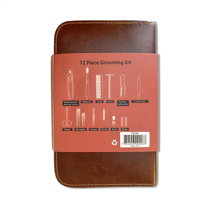 12pc Men's Republic Grooming Zipper Bag Trimmer/Shaver/Comb Portable Kit 12.5cm