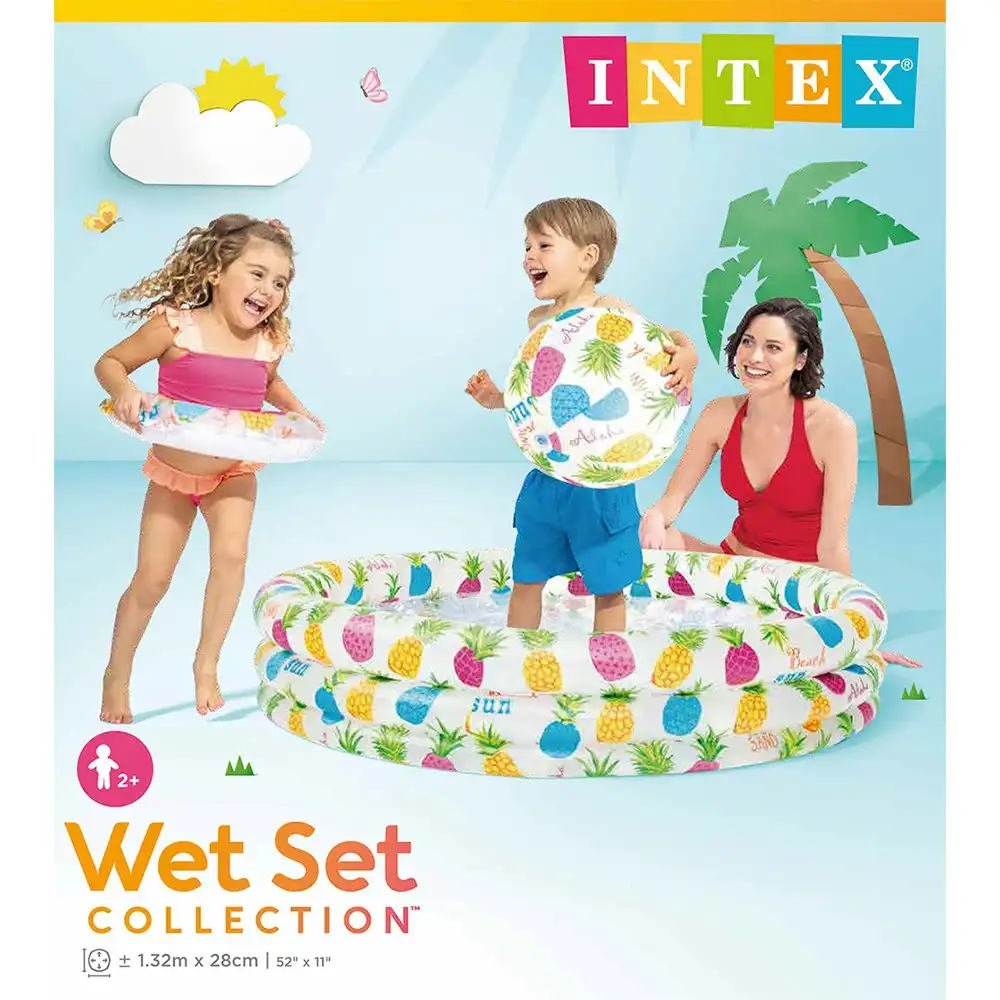Intex Pineapple 1.32mx28cm Splash Swimming Pool Set Outdoor/Garden Kids Toy