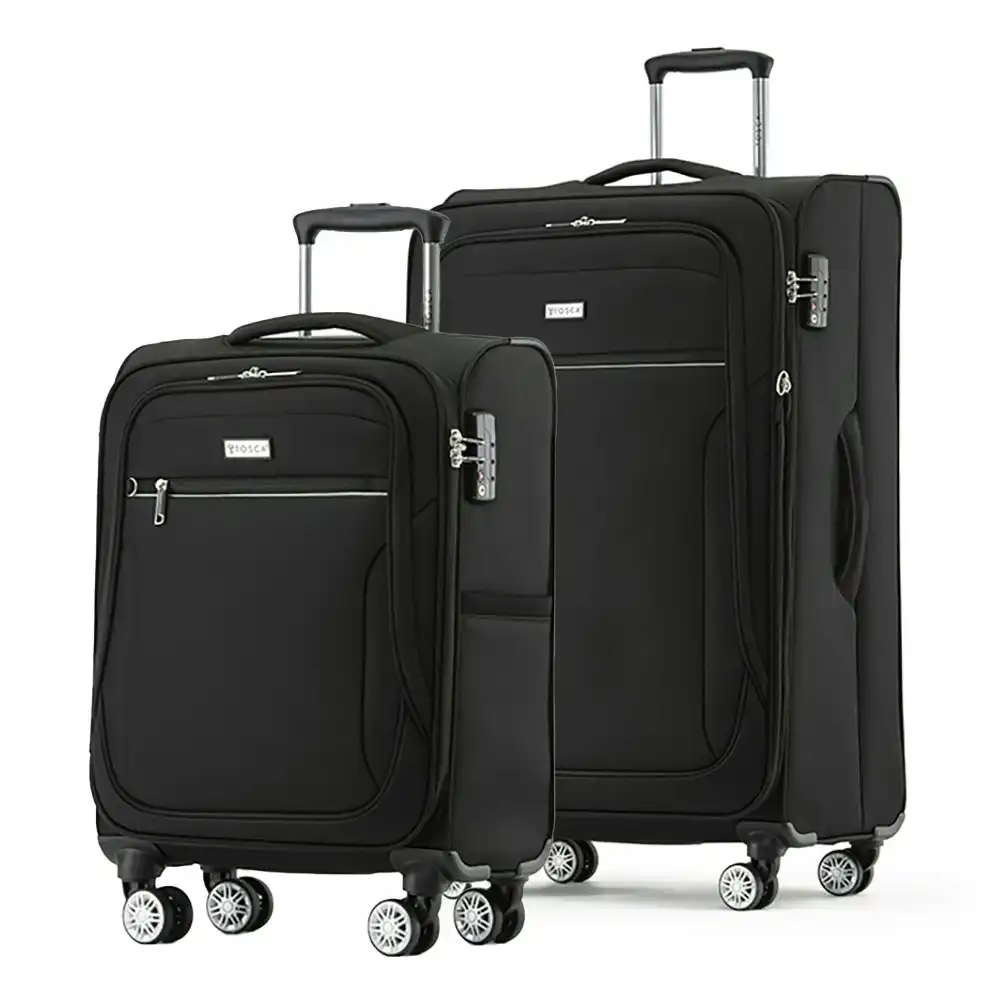 2pc Tosca Transporter 20"/30"  Trolley Luggage Suitcase Small/Large Set Black