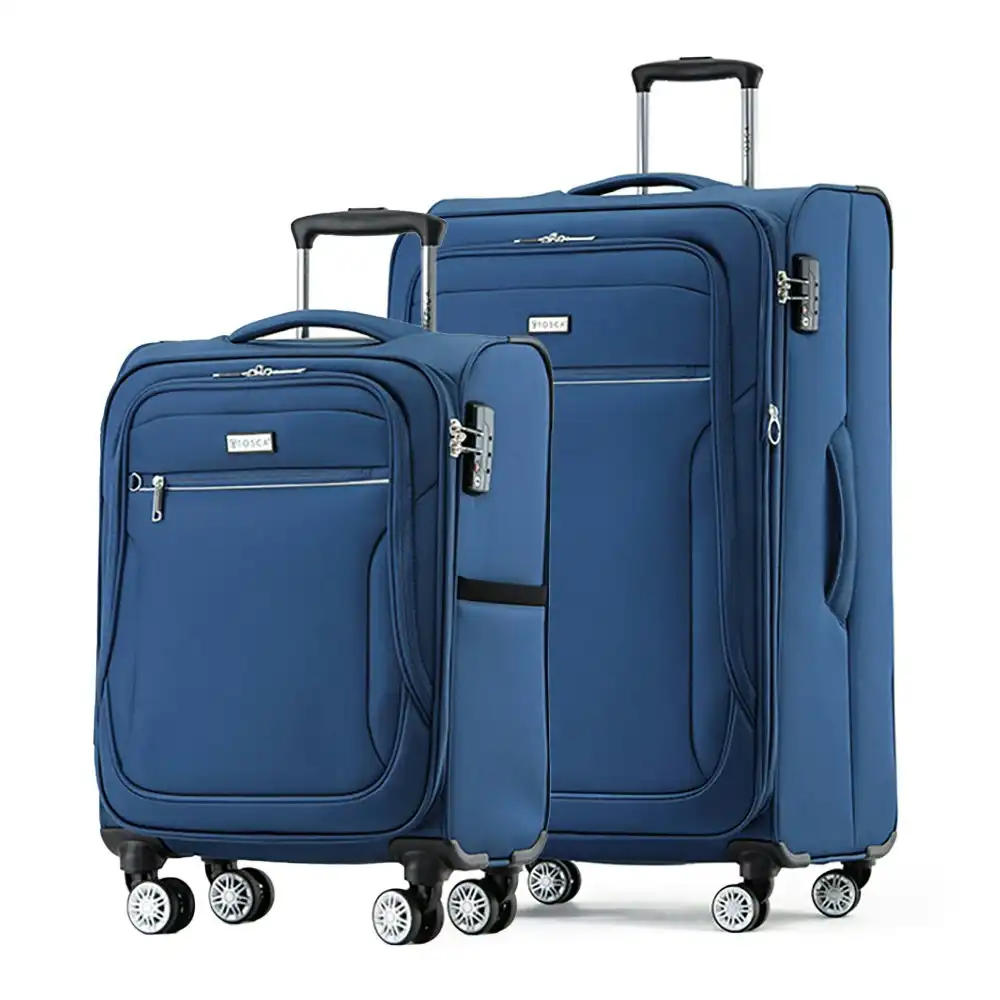 2pc Tosca Transporter 20"/30" Trolley Luggage Suitcase Small/Large Set Blue