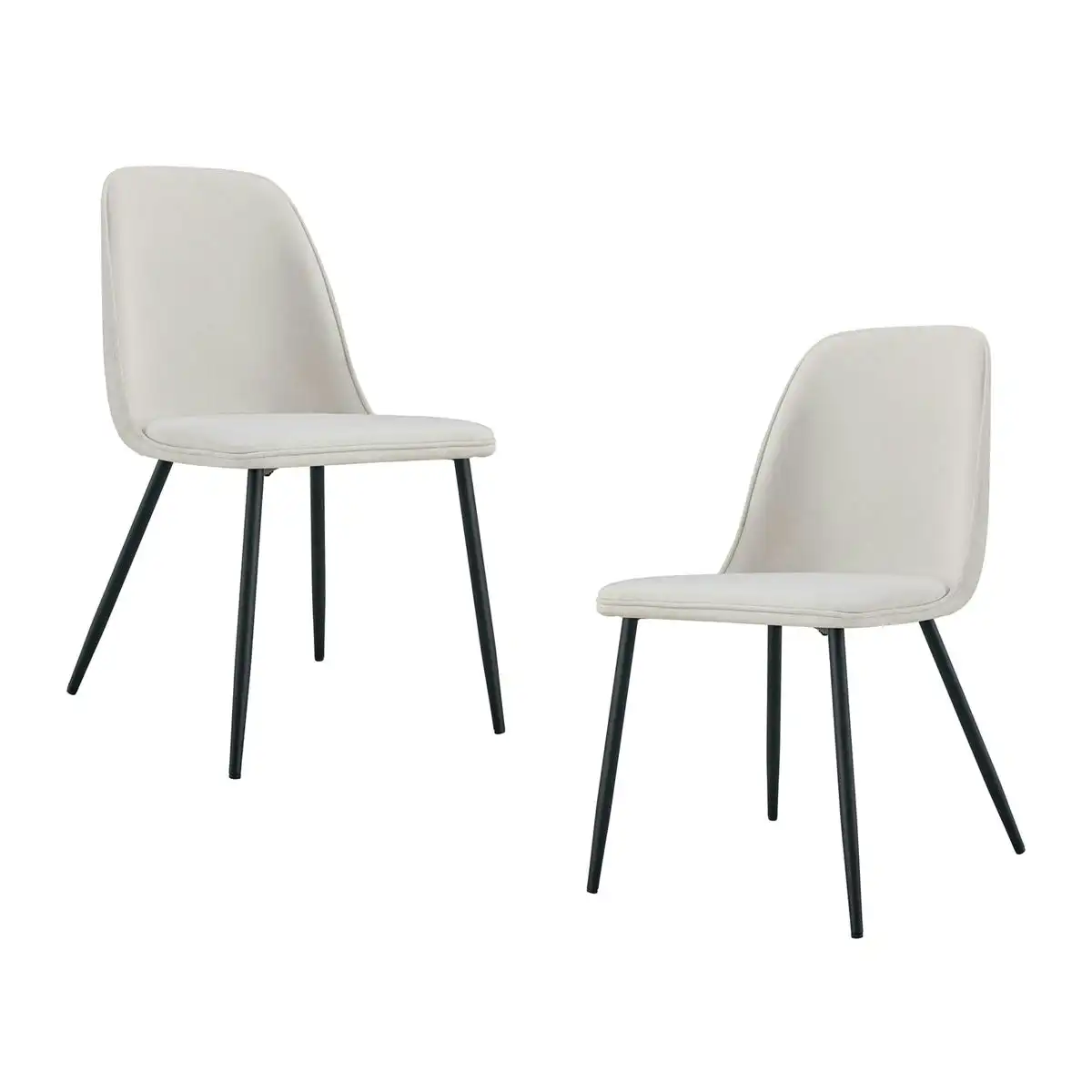 Jude Fabric Dining Chair Set of 2 (Black, Cream Weave)