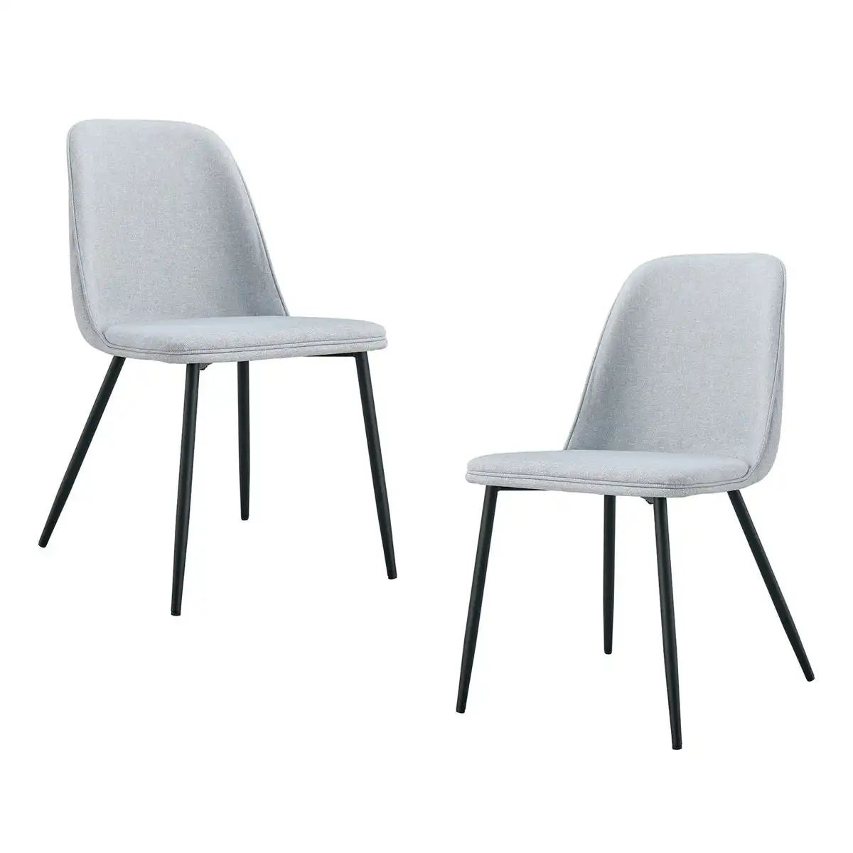 Jude Fabric Dining Chair Set of 2 (Black, Light Grey Weave)
