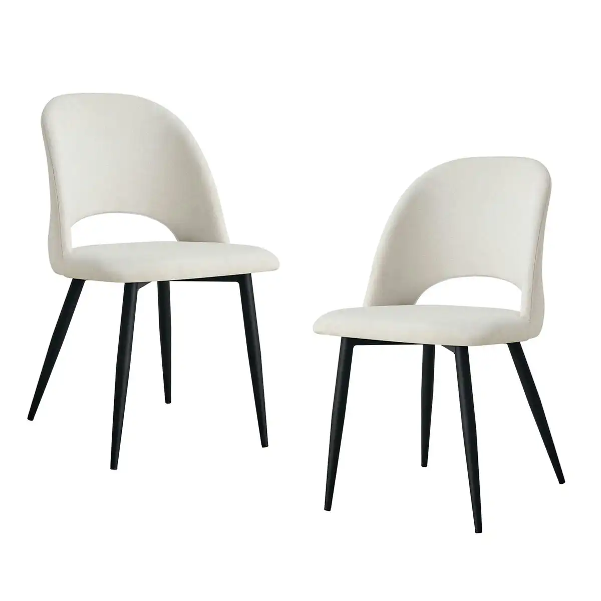Asta Fabric Dining Chair Set of 2 (Black, Cream Weave)