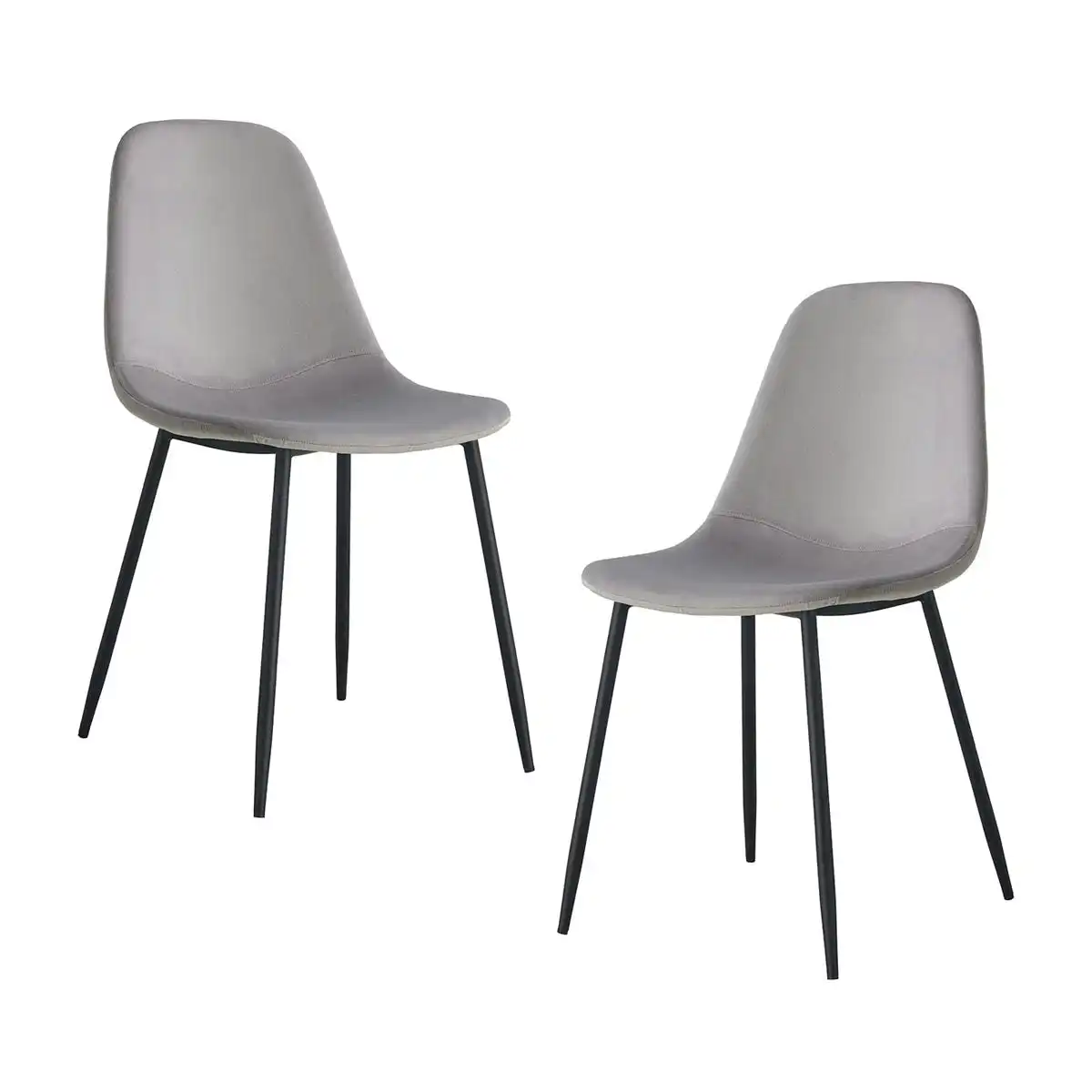 Luca Velvet Dining Chair Set of 2 (Black, Cool Grey)