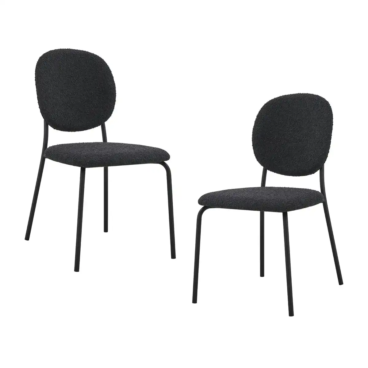 Margot Boucle Dining Chair Set of 2 (Black, Charcoal)