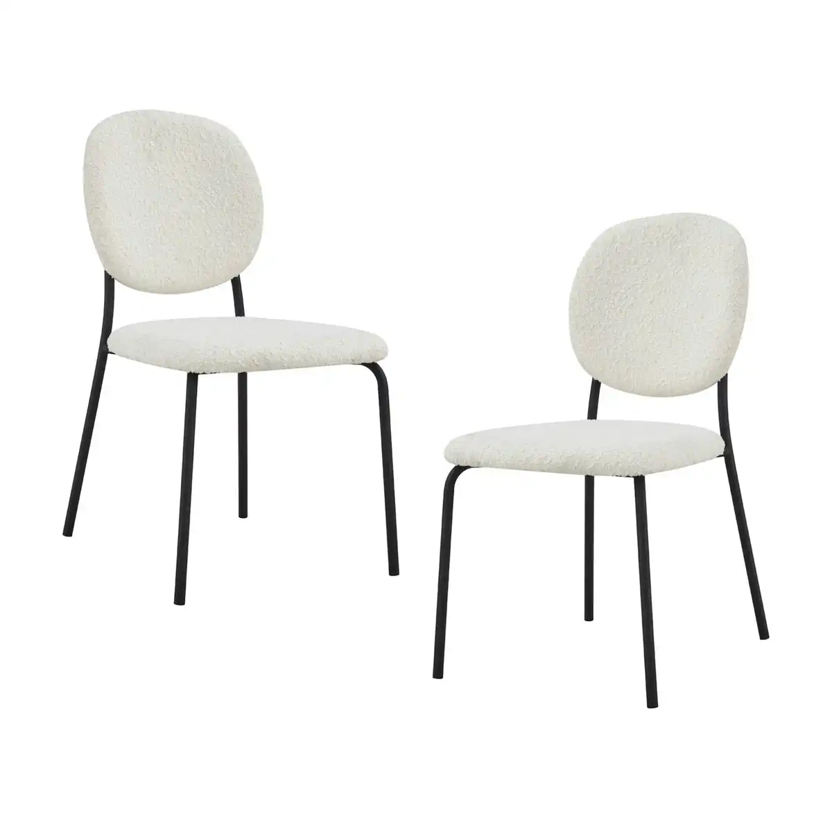 Margot Boucle Dining Chair Set of 2 (Black, White)