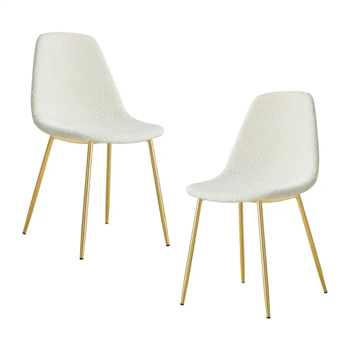 Luca Boucle Dining Chair Set of 2 (Gold, White)