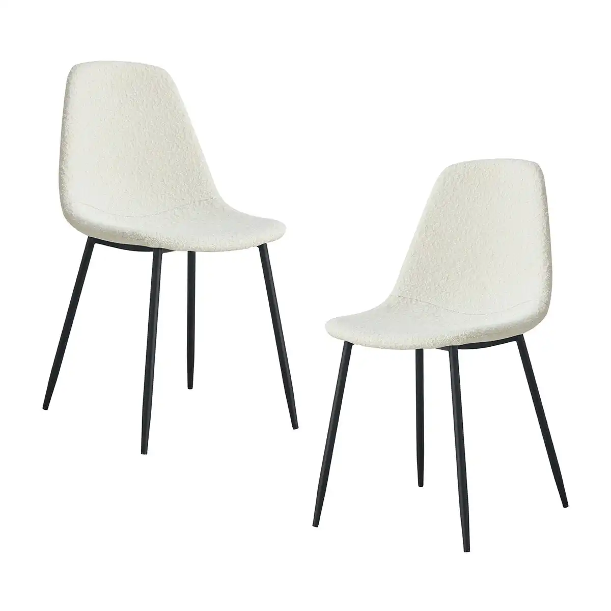 Luca Boucle Dining Chair Set of 2 (Black, White)