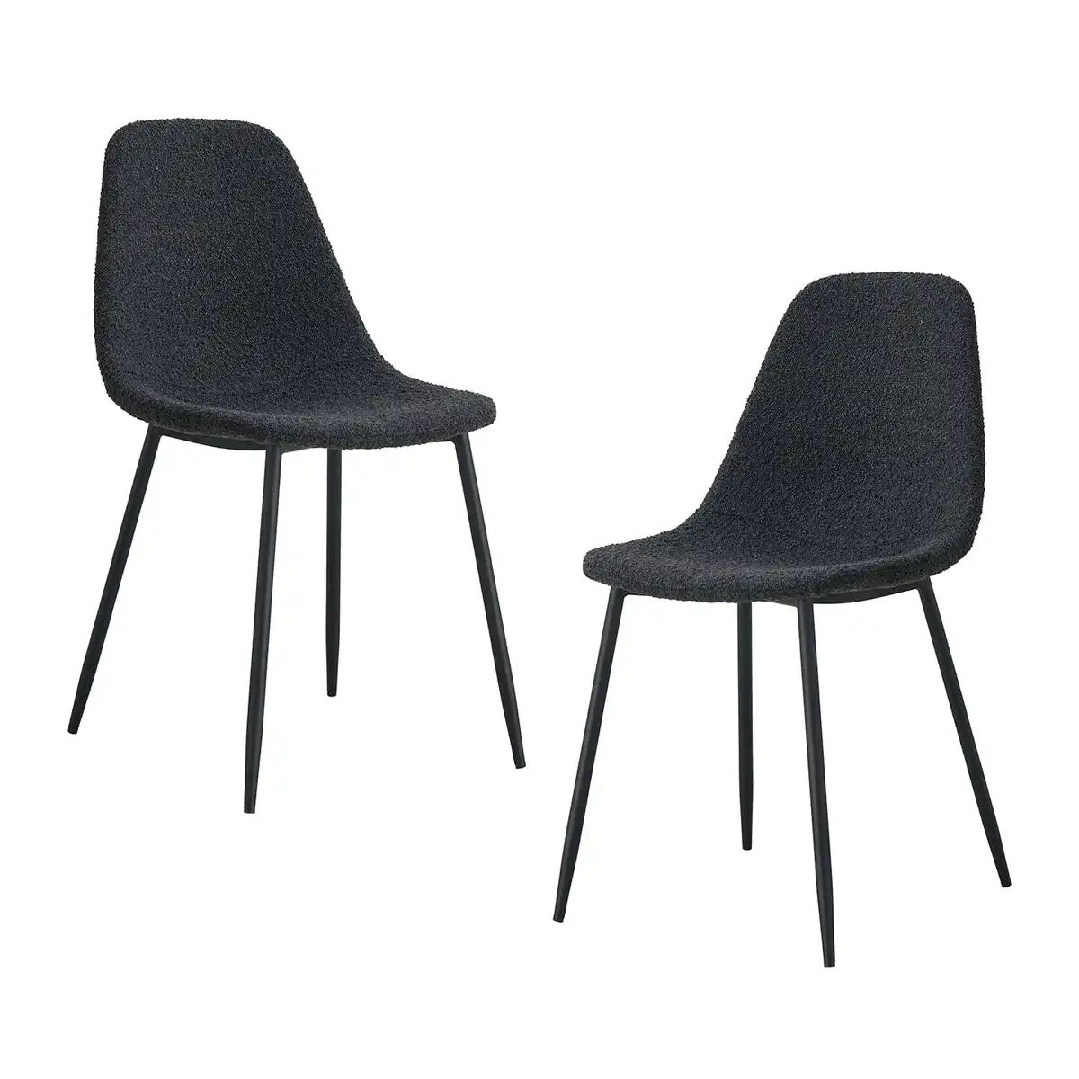 Luca Boucle Dining Chair Set of 2 (Black, Charcoal)