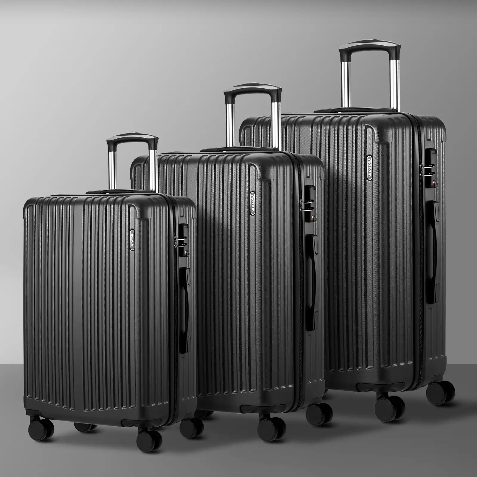 Mazam 3PCS Luggage Suitcase Trolley Set Travel TSA Lock Storage ABS Case Grey