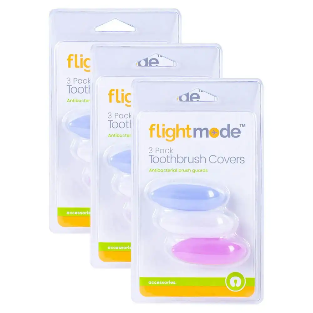 9x Flightmode Silicone 22x62mm Travel Standard Toothbrush Covers Assorted