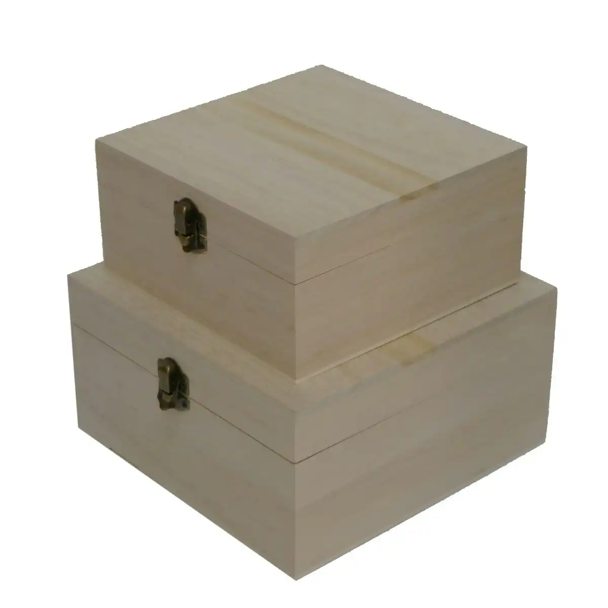 2pc Boyle Craftwood Large/Small Square Storage Box w/ Catch Organiser/Container