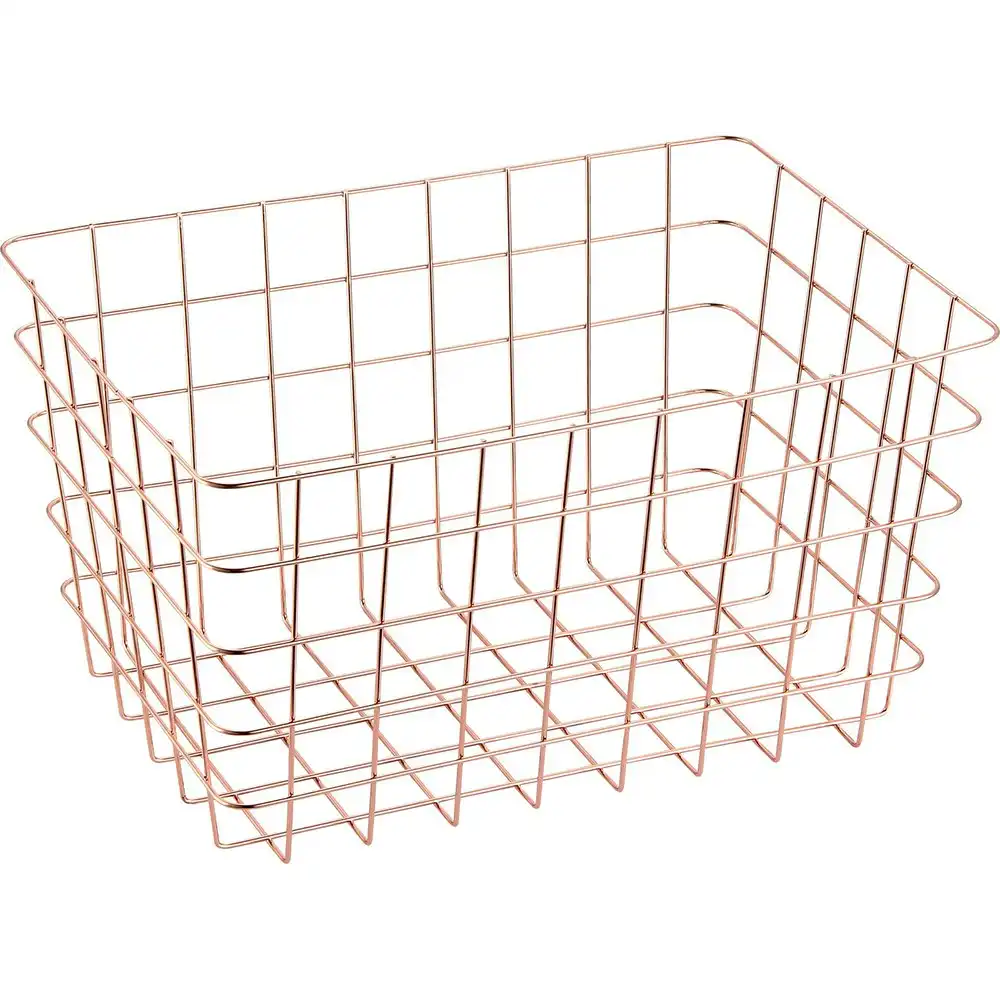 Maine & Crawford Milton 38cm Wire Metal Basket Storage Organiser Large Copper