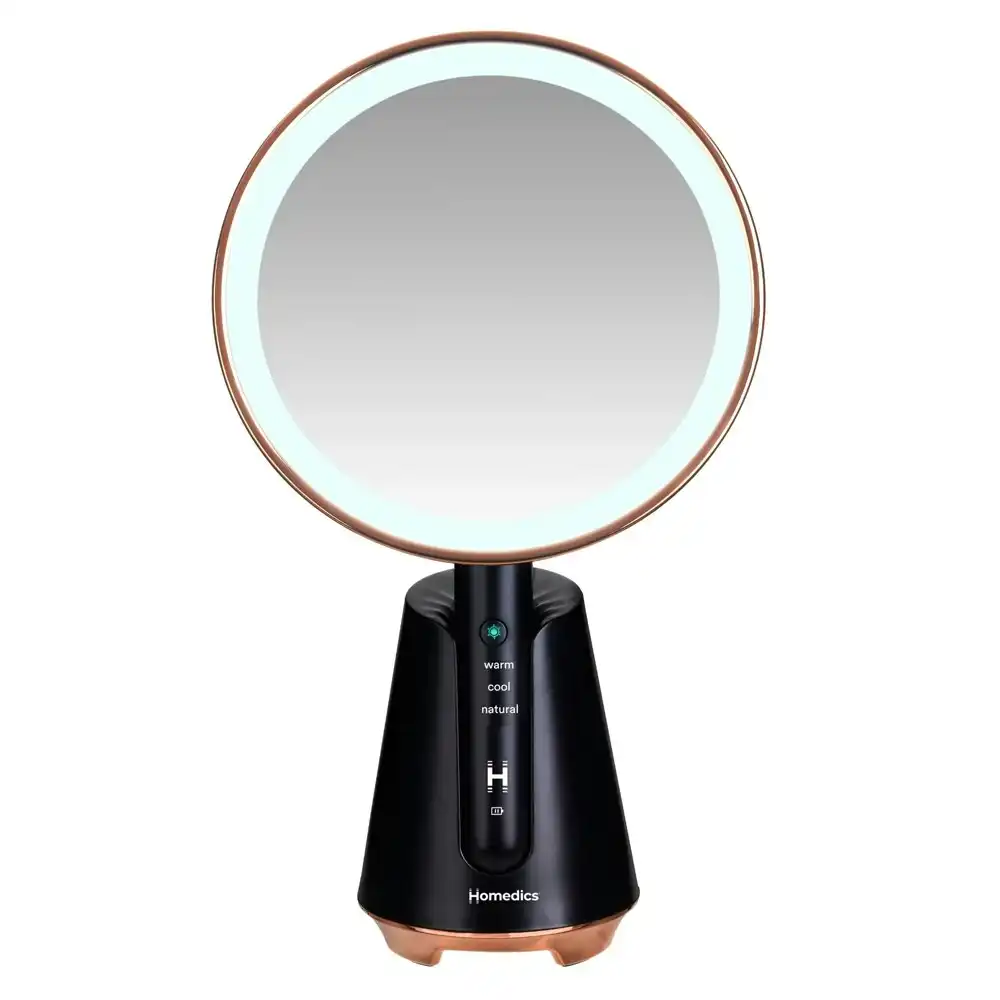 Homedics Radiance LED Light Magnifying Beauty Mirror 21cm w/Bluetooth Speaker