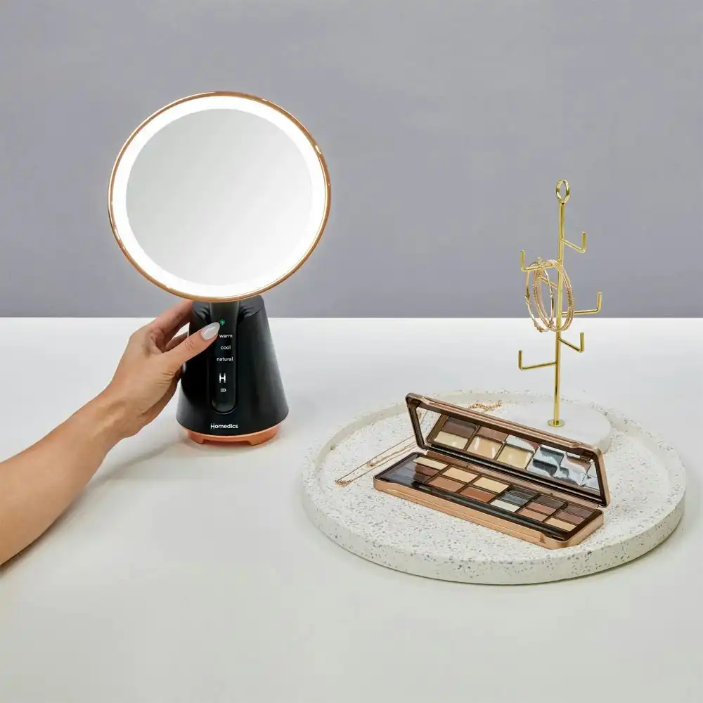 Homedics Radiance LED Light Magnifying Beauty Mirror 21cm w/Bluetooth Speaker