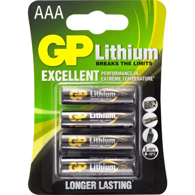 4pc GP AAA Lithium Battery 1.5V Multi Purpose/Single Use Batteries f/Clocks/Toys