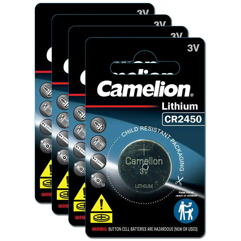 4x Camelion Lithium 2450 Button Cell 3V Batteries For Calculator/Watch/Car Keys