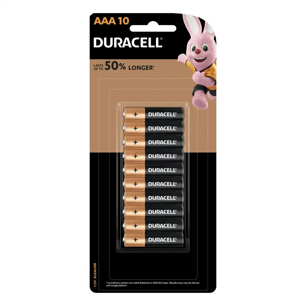 10pc Duracell AAA Batteries Coppertop Multipurpose Battery Alkaline Powered