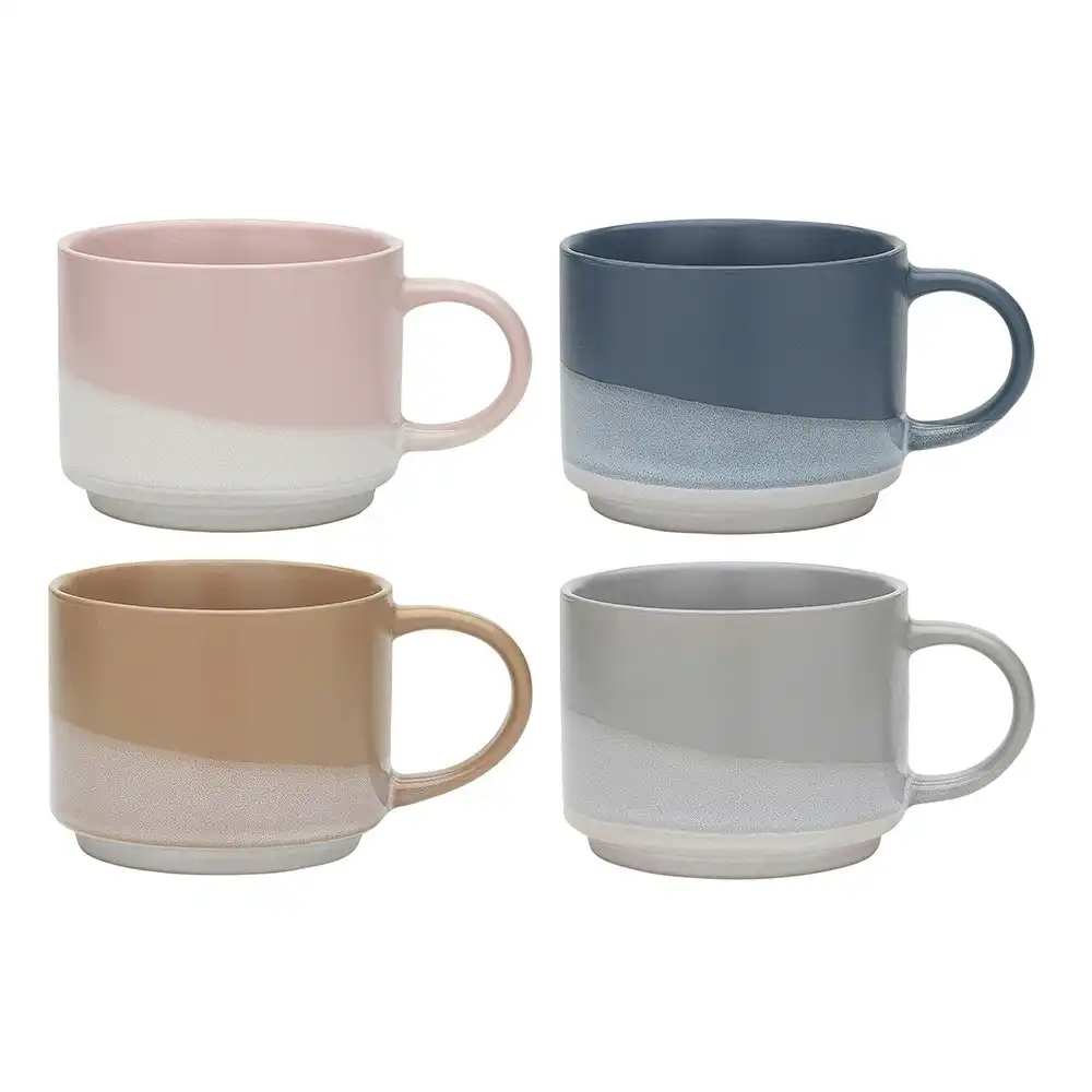4pc Porto Shoreline Stoneware Mugs/Drinking Coffee/Tea Cup Tableware Set 235ml