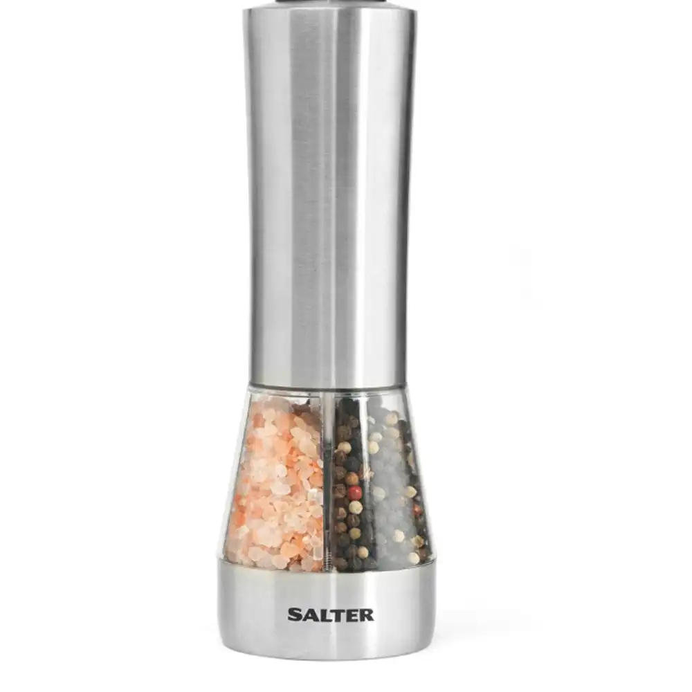 Salter Dual Electric Salt & Pepper Food Cooking/Seasoning Mill Stainless Steel