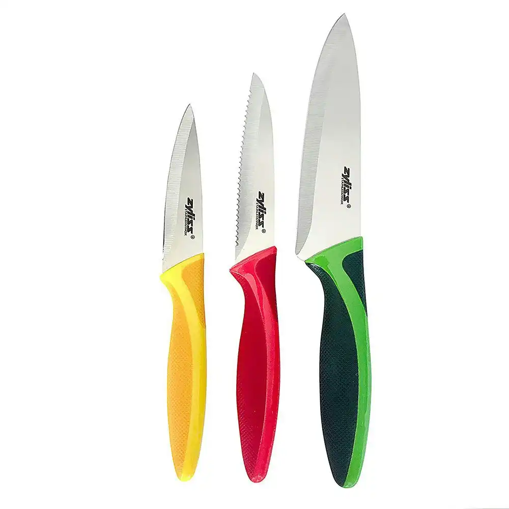 3pc Zyliss Stainless Steel Knife Set Serrated Paring/Utility Cutlery Knives