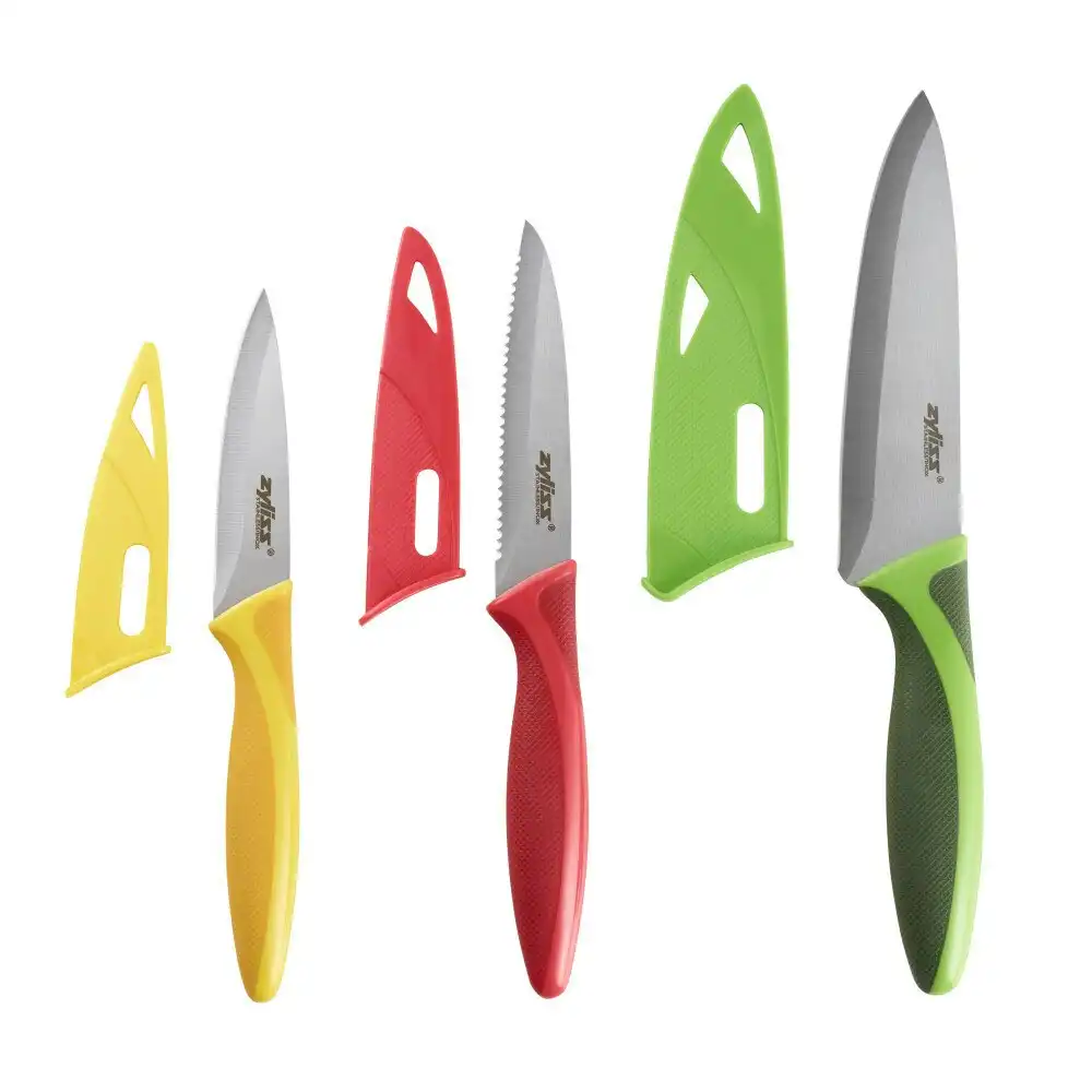 3pc Zyliss Stainless Steel Knife Set Serrated Paring/Utility Cutlery Knives