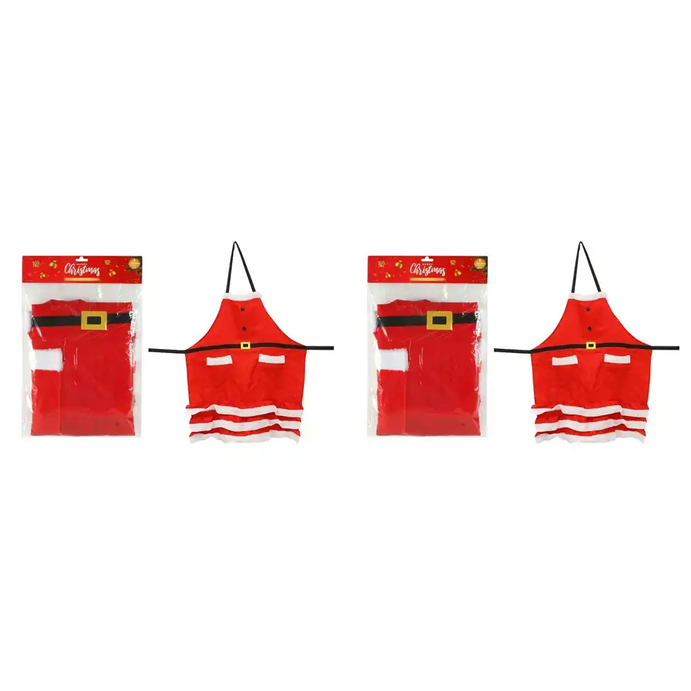 2x Colours Of Christmas Mrs Claus Apron 84cm Outfit Women's/Ladies Costume Red