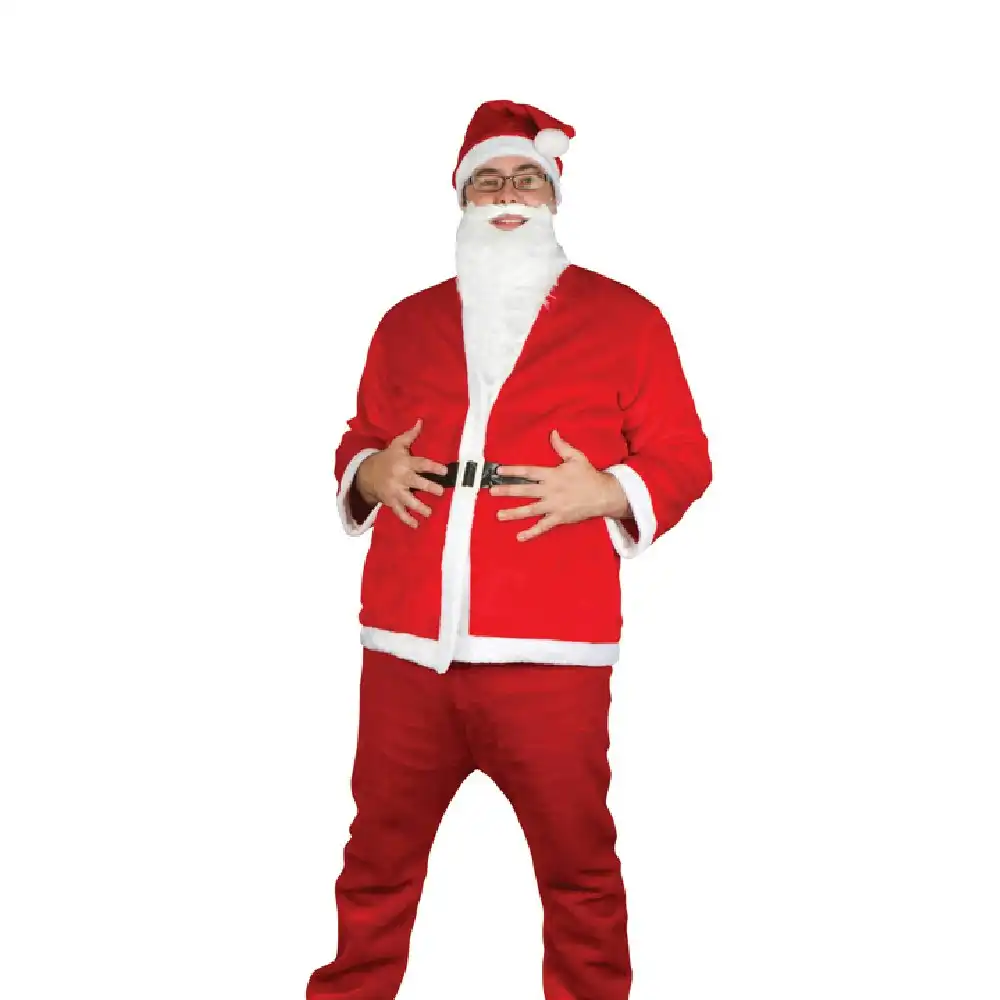 5pc Colours Of Christmas Deluxe Santa Suit Outfit Costume Set Adult Red/White