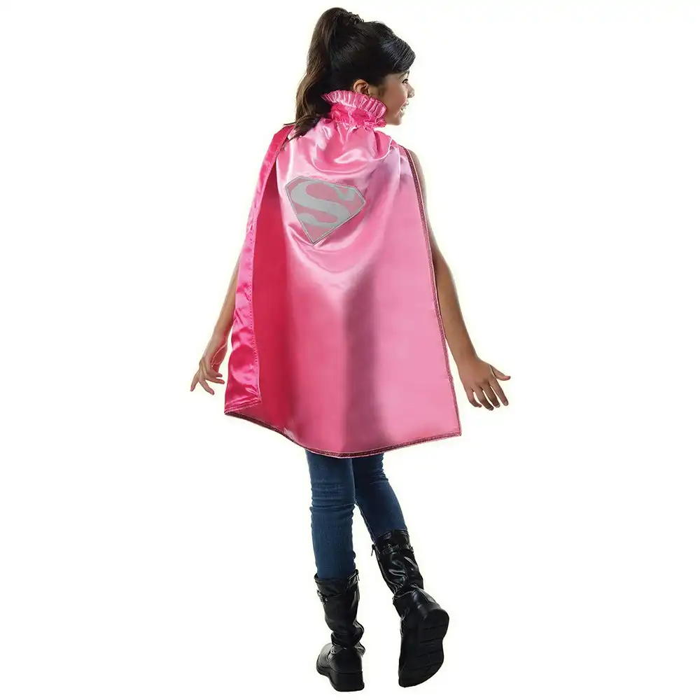 DC Comics Warner Bros Supergirl Satin Cape Kids 6+ Girls Party Costume Pink