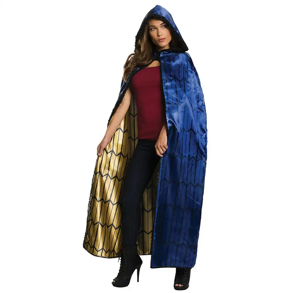 DC Comics Wonder Woman Deluxe Satin Cape Adult/Ladies Hooded Costume Cloak Blue