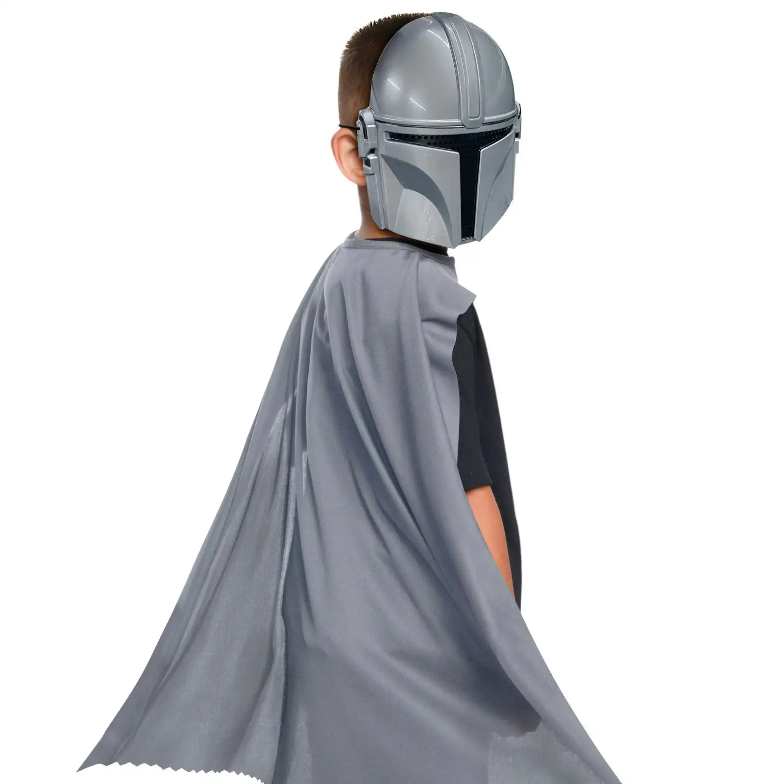 Star Wars Mandalorian Mask & Cape Set Kids/Child Costume/Halloween Party Grey