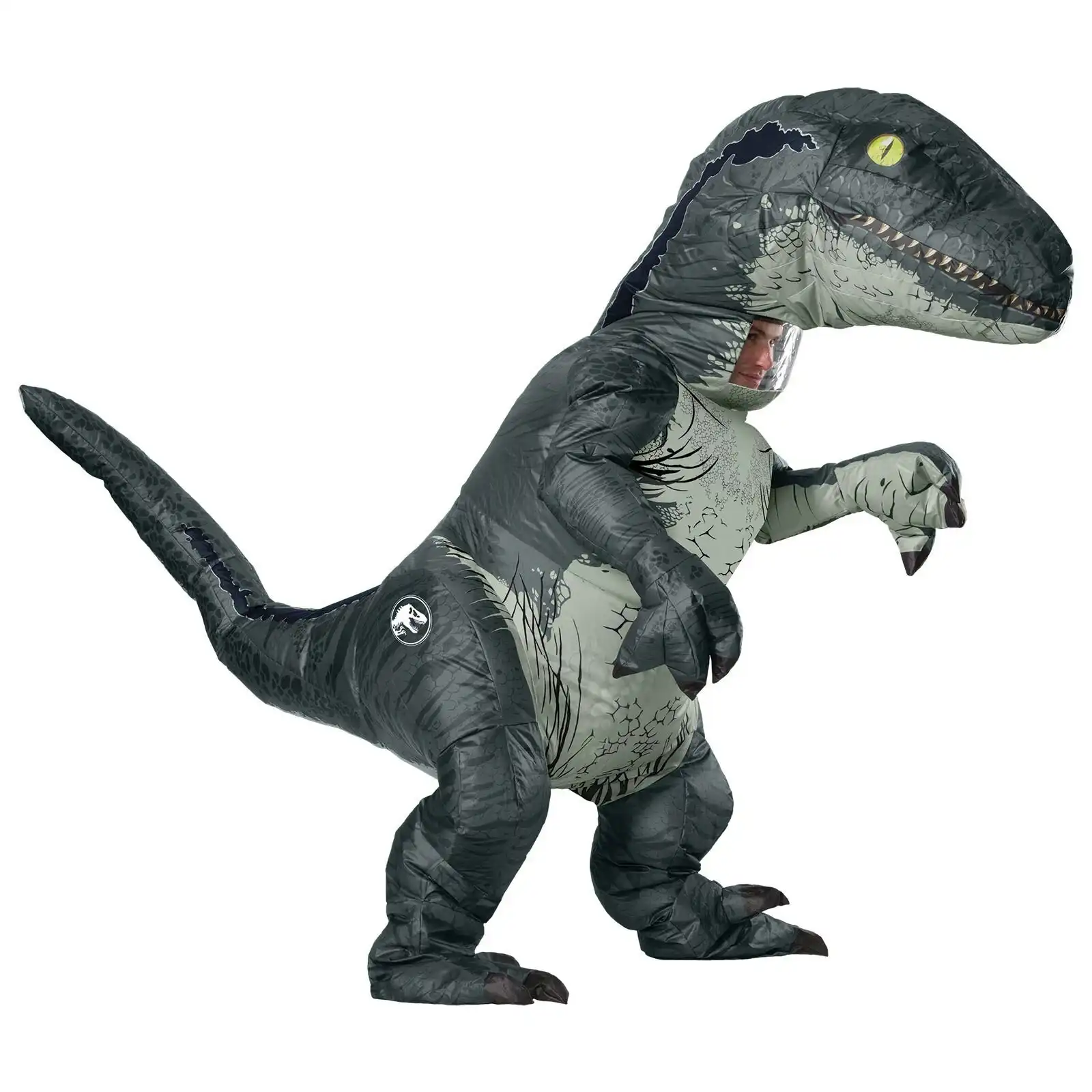 Rubies Velociraptor Blue Dinosaur Adult Inflatable Dress Up Costume Size STD