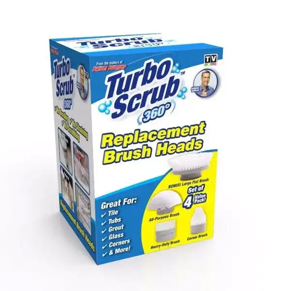 4pc TV Shop Turbo Scrub 360 Replacement Brush Head f/Standard/Deluxe Turbo Scrub