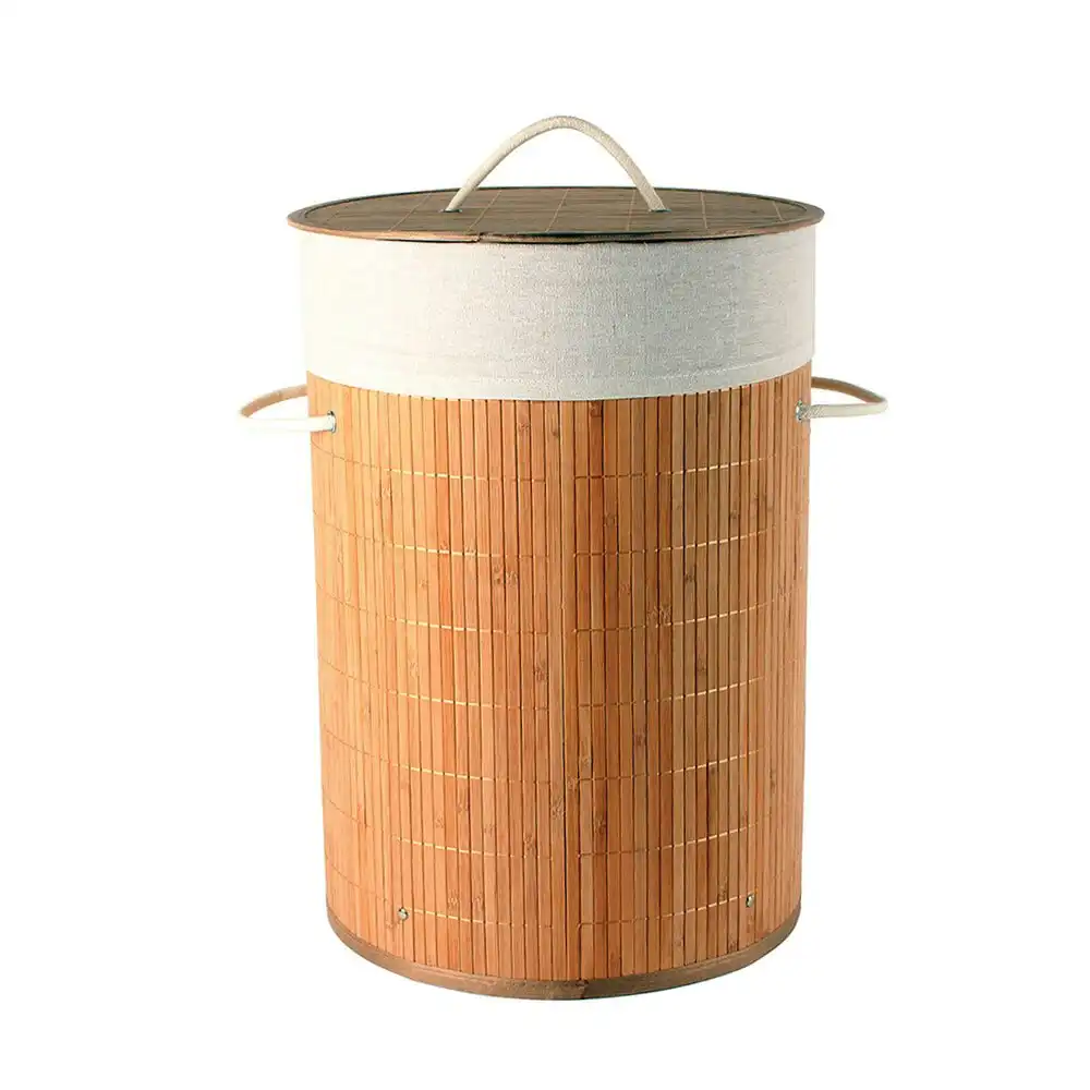 Maine & Crawford Kalib 50x35cm Bamboo Laundry Basket Storage w/ Lining Natural