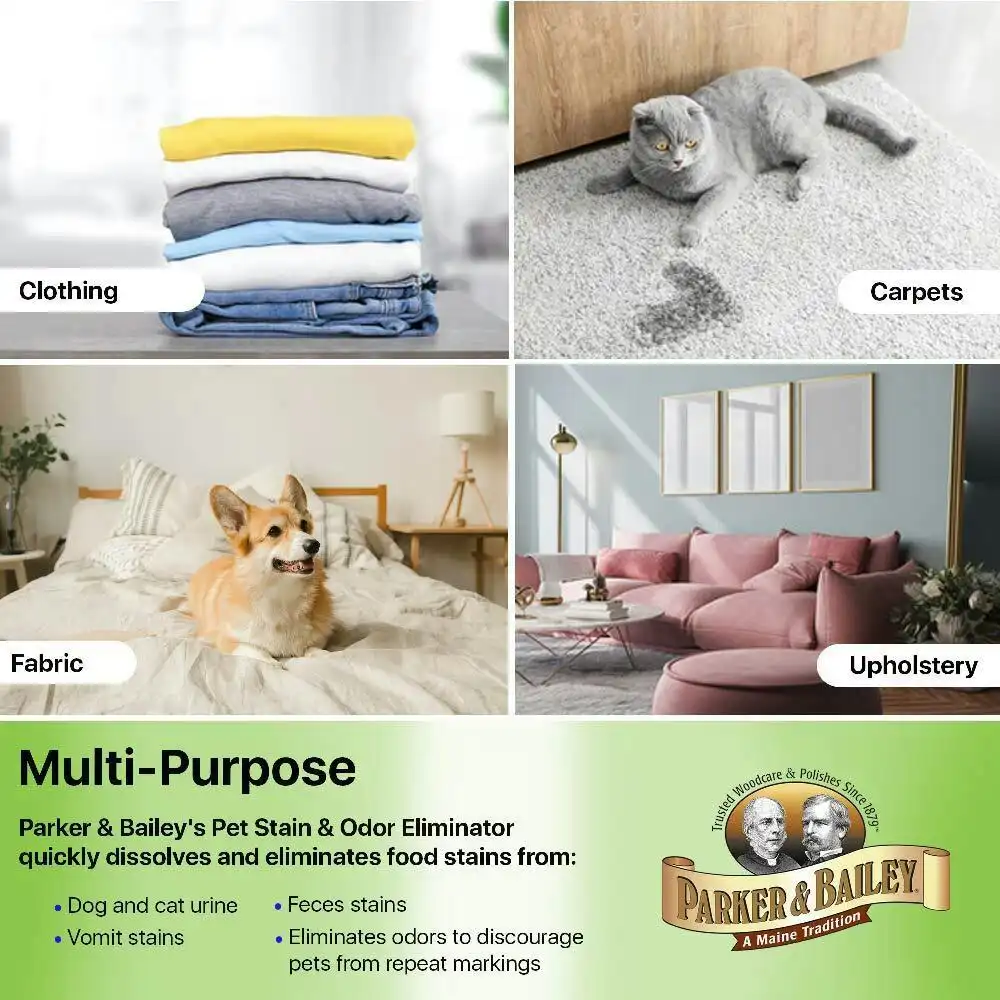 Parker & Bailey 473ml Pet Stain/Odour Eliminator For Upholstery/Clothing/Carpet