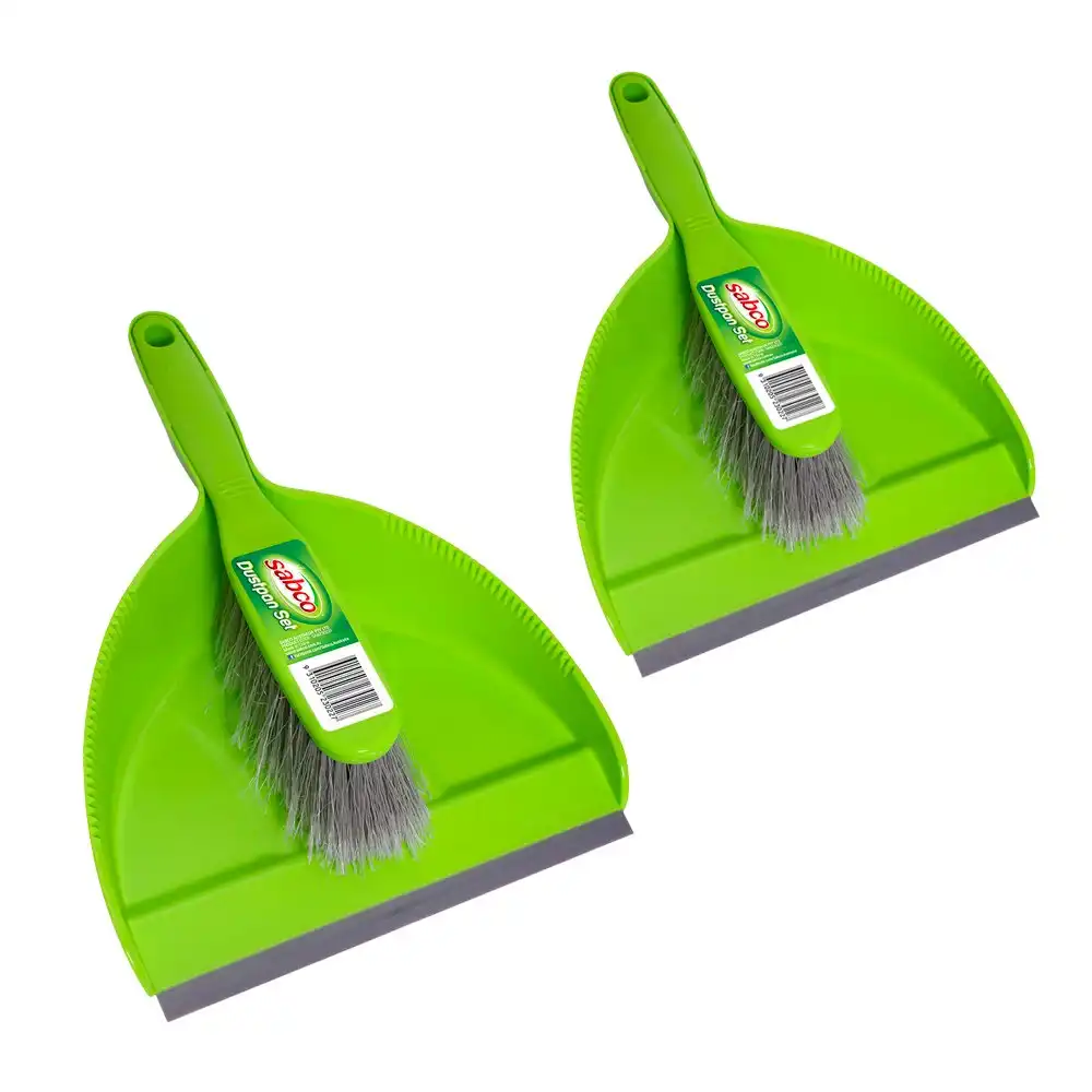 2x Sabco Compact Dustpan/Broom Home/Office Cleaning Brush Set Easy Storage Tool