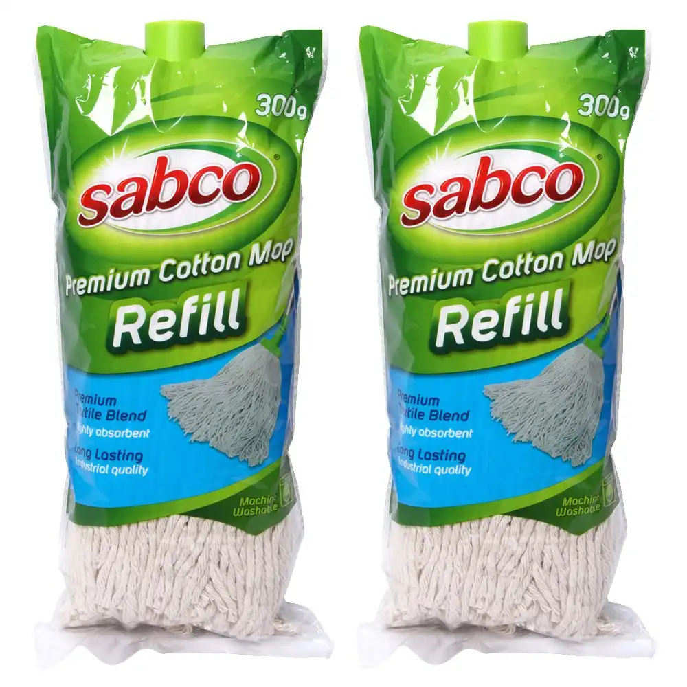 2x Sabco Cotton Mop Refill f/Sabco Cotton Mop Cleaning/Mopping Highly Absorbent