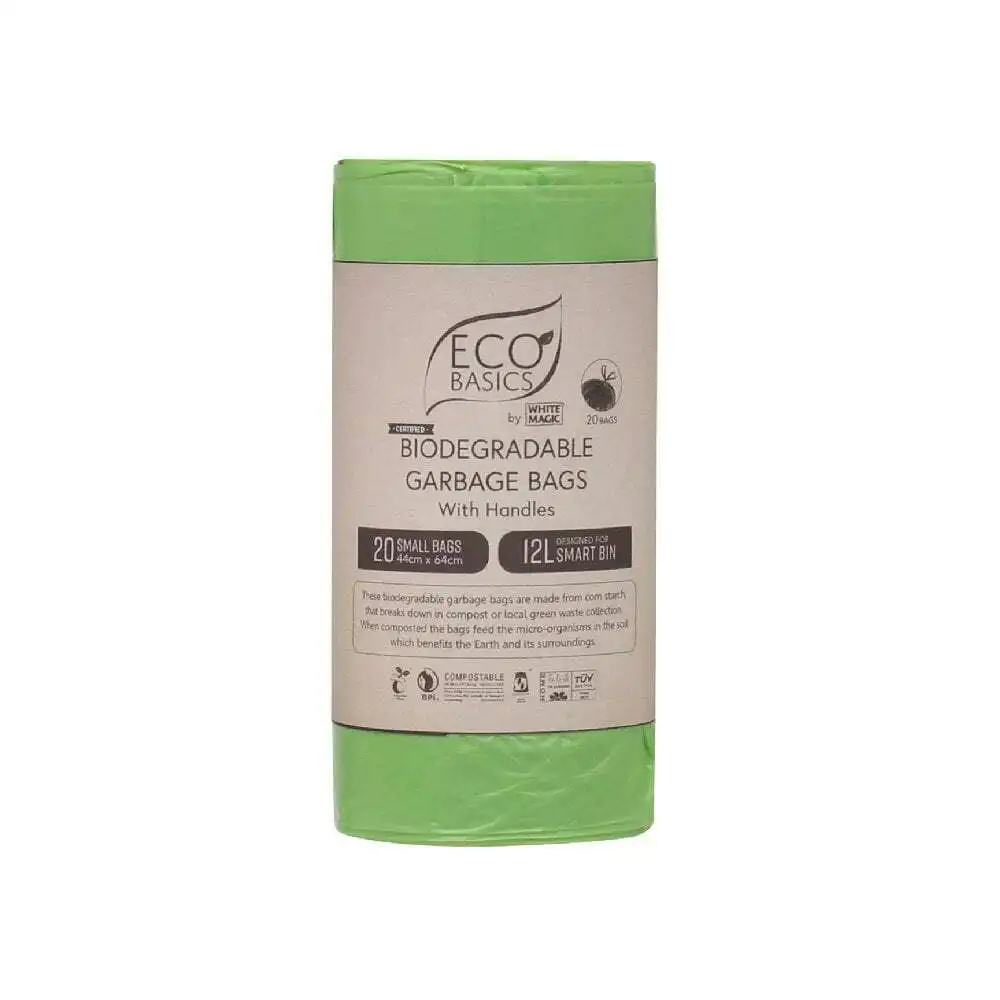 Eco Basics 12L Small Biodegradable Garbage Bags Waste Storage Container Green