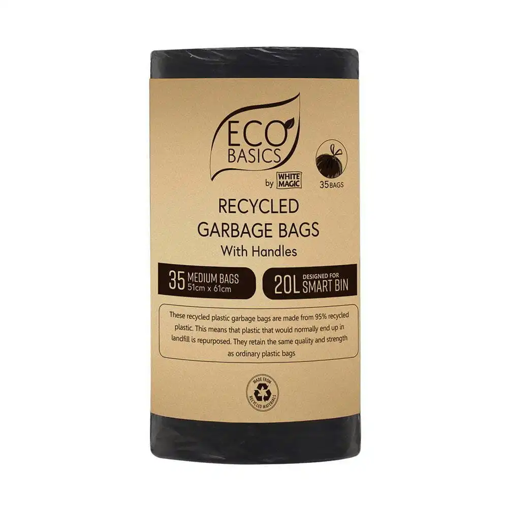 Eco Basics 20L Recycled Plastic Garbage/Waste Home/Kitchen Trash Bags/Bin Liner
