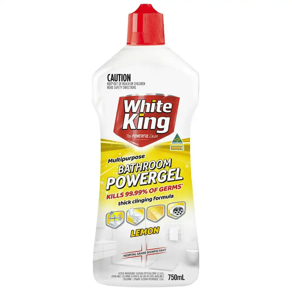 6x White King Powergel Hospital Grade Disinfectant Clean Bathroom Lemon 750ml