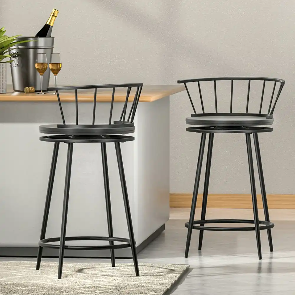 Artiss Bar Stools Metal Swivel Chairs x2