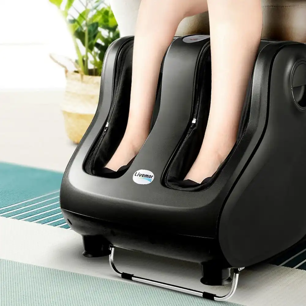 Livemor Foot Massager Shiatsu Ankle Calf Leg Massagers 3D Kneading Rolling Machine Black