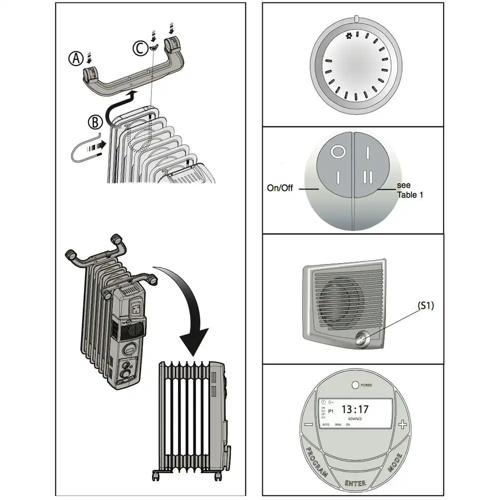 Dimplex 1500W Freestanding Oil Column Heater Portable Heating w/ Timer Fan