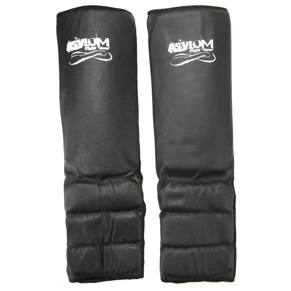 Asylum Fight Adult Shin Leg Guards MMA//Muay Thai Boxing/Kick Training Gear BLK